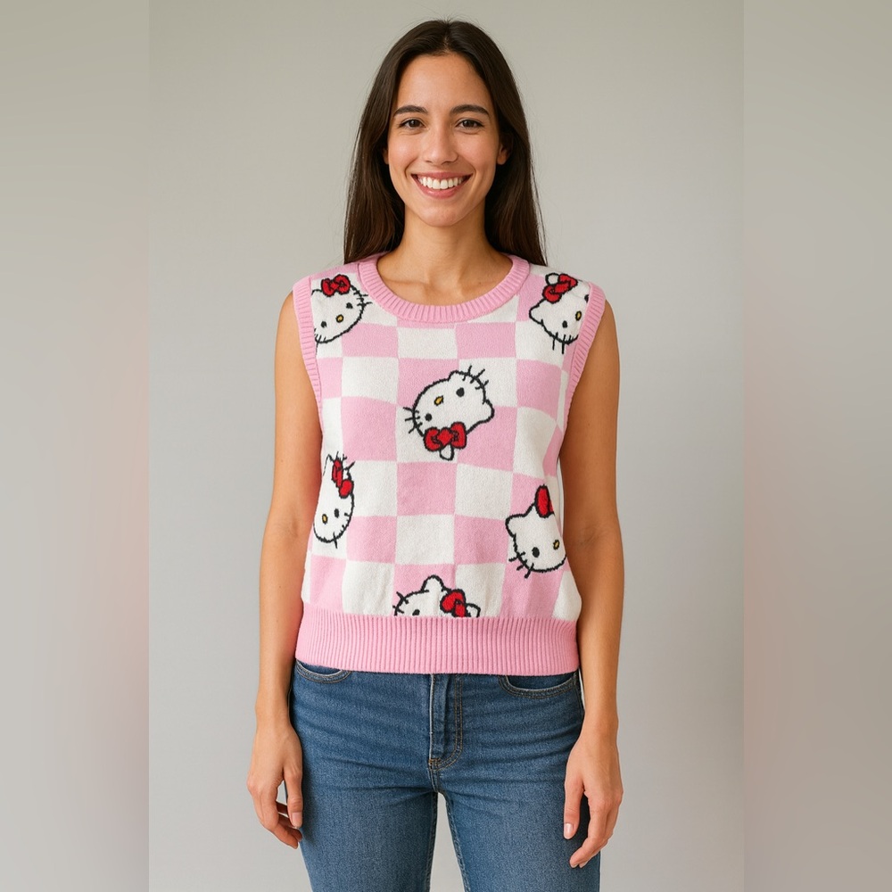 Sanrio Pink Checkered‎ Hello Kitty Tank Top